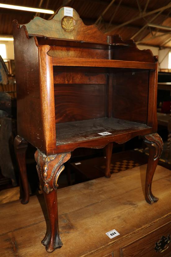 George II style burr walnut bedside cupboard